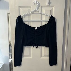 TNA Black Long Sleeve Crop Top